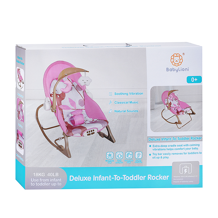 Фото к товару Шезлонг детский 615-2B "Жирафик" розовый, музыка, вибрация, в коробке Шезлонг детский 615-2B "Жирафик" розовый, музыка, вибрация, в коробке