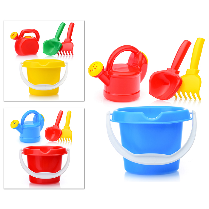 Песочный набор 4 предмета ( ведро, совок, грабли, лейка ) Песочный набор 4 предмета ( ведро, совок, грабли, лейка )