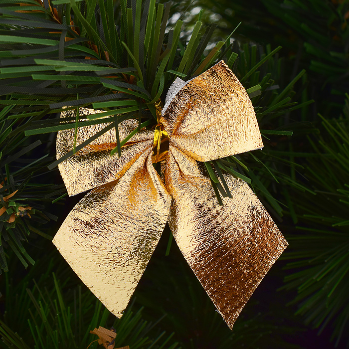 Фото к товару Новогоднее украшение S0912 "Бантики" золотистые (6шт.* 8см.) Новогоднее украшение S0912 "Бантики" золотистые (6шт.* 8см.)