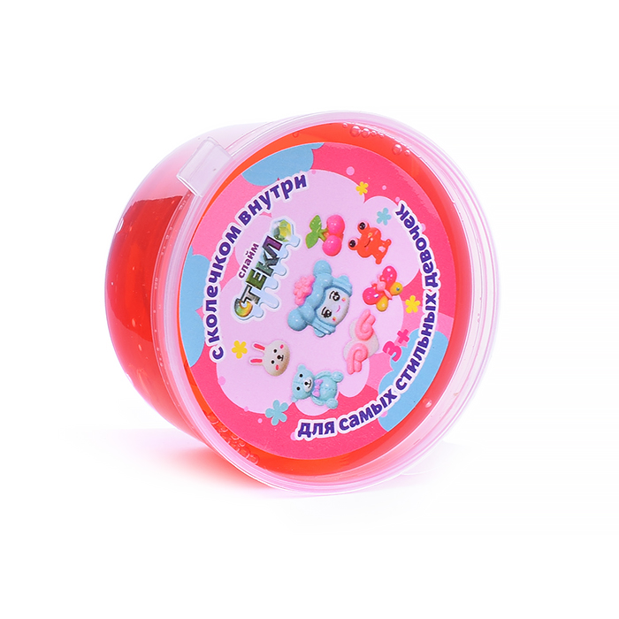 Слайм "Стекло" 50 гр Красный с колечком