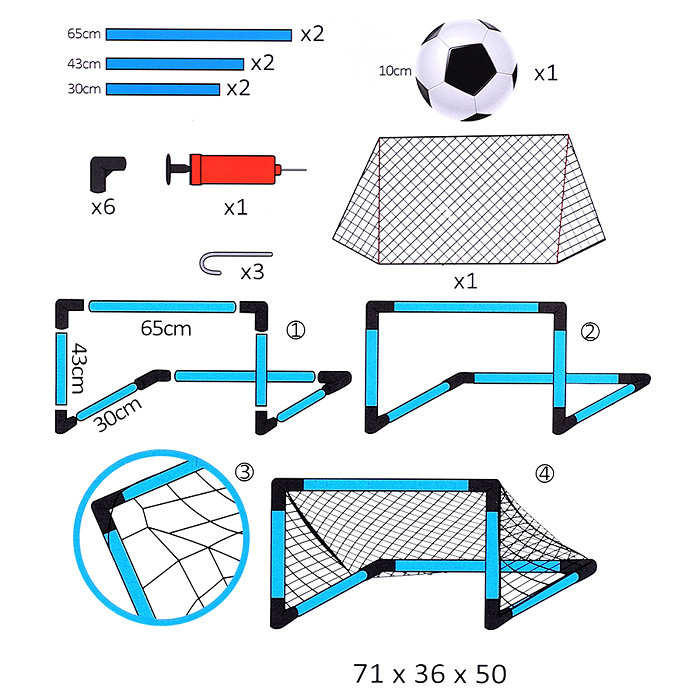Фото к товару Ворота футбольные 9704 (70*36*50, d трубок 2,8см.) Ворота футбольные 9704 (70*36*50, d трубок 2,8см.)