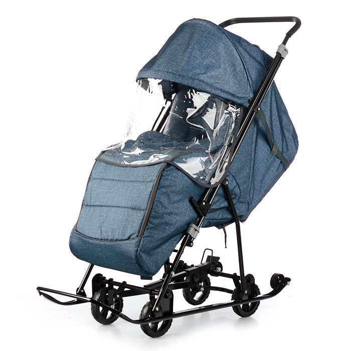 Санки-коляска Снежинка универсал-1 (лен серо-зеленый) Санки-коляска Снежинка универсал-1 (лен серо-зеленый)