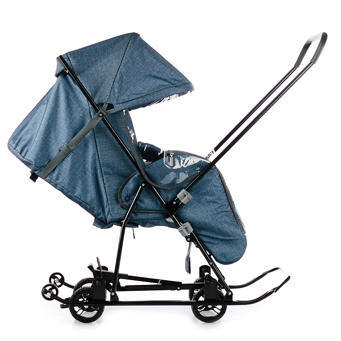 Фото к товару Санки-коляска Снежинка универсал-1 (лен серо-зеленый) Санки-коляска Снежинка универсал-1 (лен серо-зеленый)