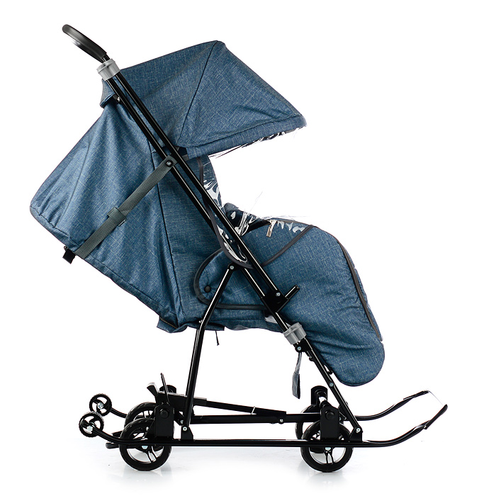 Фото к товару Санки-коляска Снежинка универсал-1 (лен серо-зеленый) Санки-коляска Снежинка универсал-1 (лен серо-зеленый)