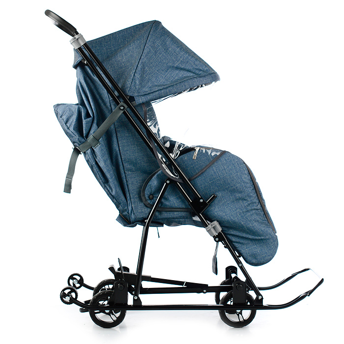 Фото к товару Санки-коляска Снежинка универсал-1 (лен серо-зеленый) Санки-коляска Снежинка универсал-1 (лен серо-зеленый)