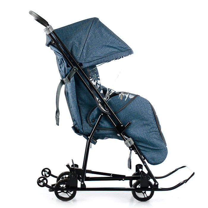 Фото к товару Санки-коляска Снежинка универсал-1 (лен серо-зеленый) Санки-коляска Снежинка универсал-1 (лен серо-зеленый)