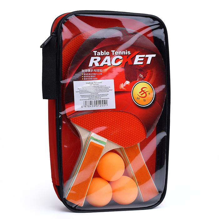 Фото к товару Набор для настольного тенниса 00-3714 (2 ракетки, 3 мяча) в сумке Набор для настольного тенниса 00-3714 (2 ракетки, 3 мяча) в сумке