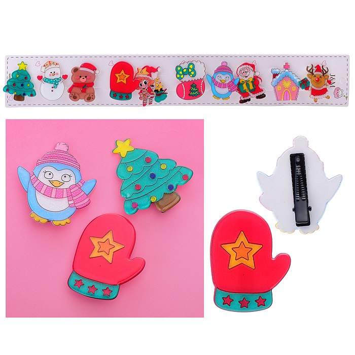 Новогоднее украшение-значки/заколки S1786 "Рождественские забавы" на листе Новогоднее украшение-значки/заколки S1786 "Рождественские забавы" на листе