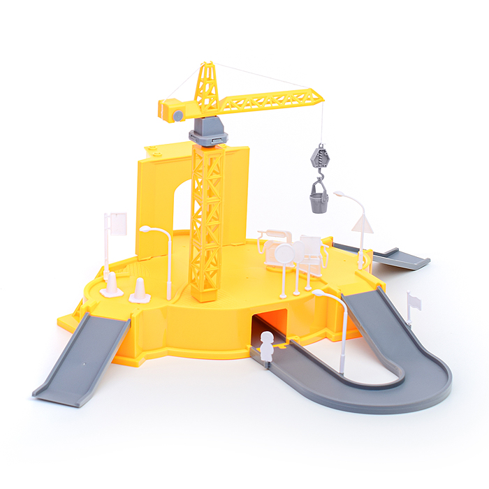 Парковка-трек CM559-20 со строительным краном, желтая, в коробке