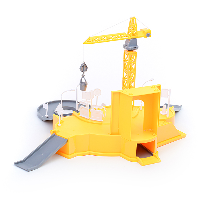 Парковка-трек CM559-20 со строительным краном, желтая, в коробке