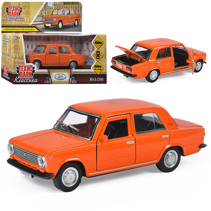 Машина металл ВАЗ-2101, 12 см, (двери, багаж, оранжевый) инерц, в коробке Машина металл ВАЗ-2101, 12 см, (двери, багаж, оранжевый) инерц, в коробке