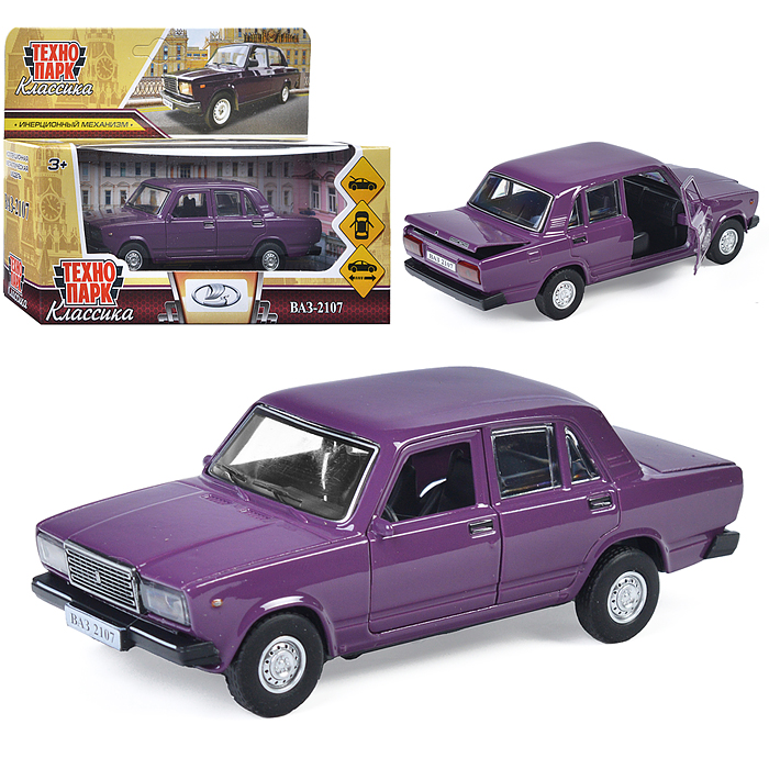 Машина металл ВАЗ-2107 12 см, (двери, багаж, баклажан) инерц, в коробке Машина металл ВАЗ-2107 12 см, (двери, багаж, баклажан) инерц, в коробке