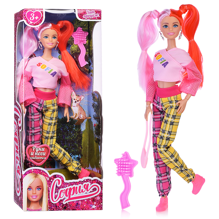 Кукла София 29 см, (руки и ноги сгиб, акс,) в коробке