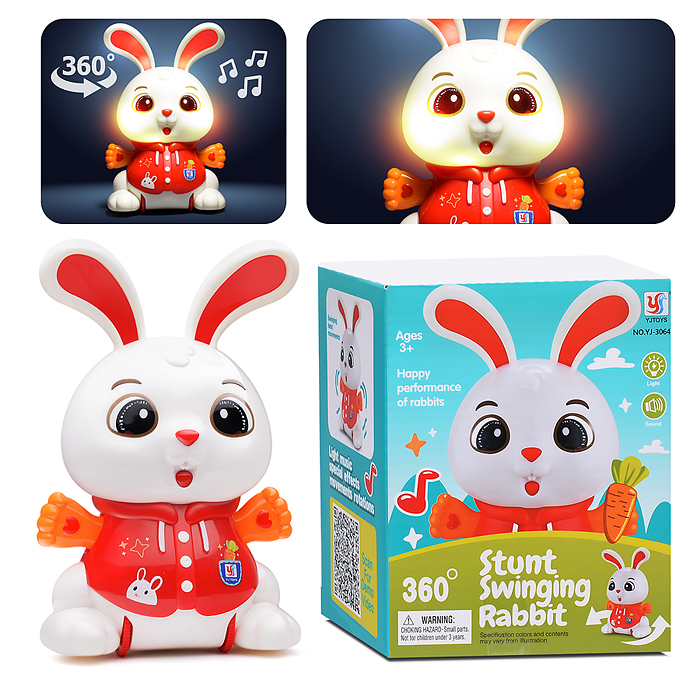 Интерактивная игрушка YJ-3064 "Заяц" на батарейках, в коробке