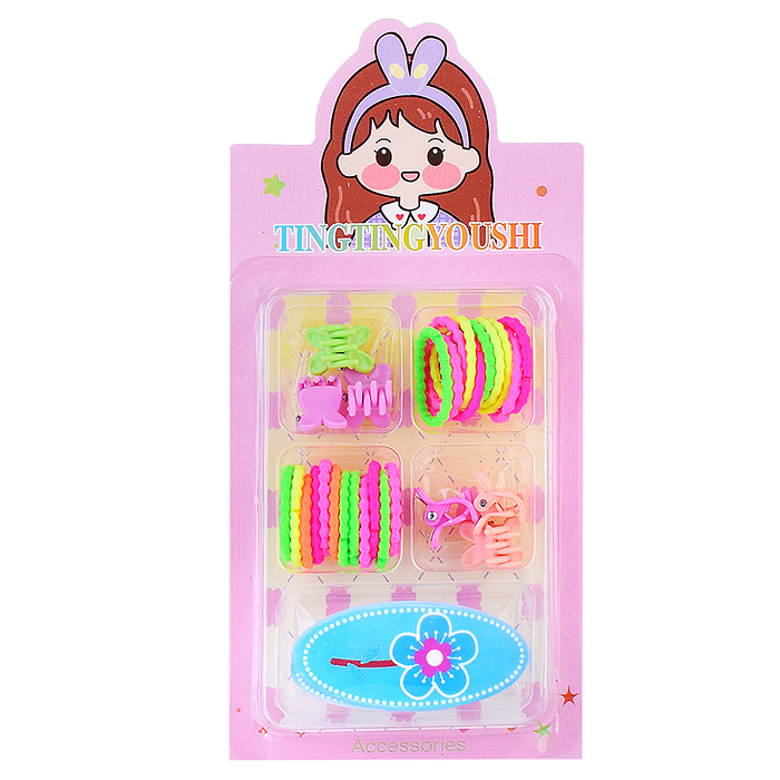 Набор заколок и резинок 00-3247 для волос "Радуга цвета"