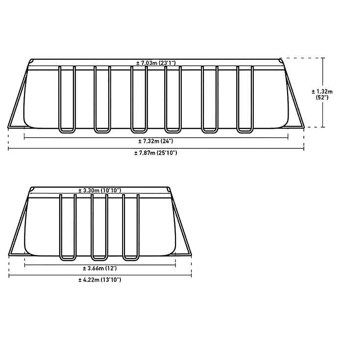 Бассейн каркаcный Ultra XTR Frame 732 х 366 х 132 см, комбинированный фильтр-насос, лестница, тент, 