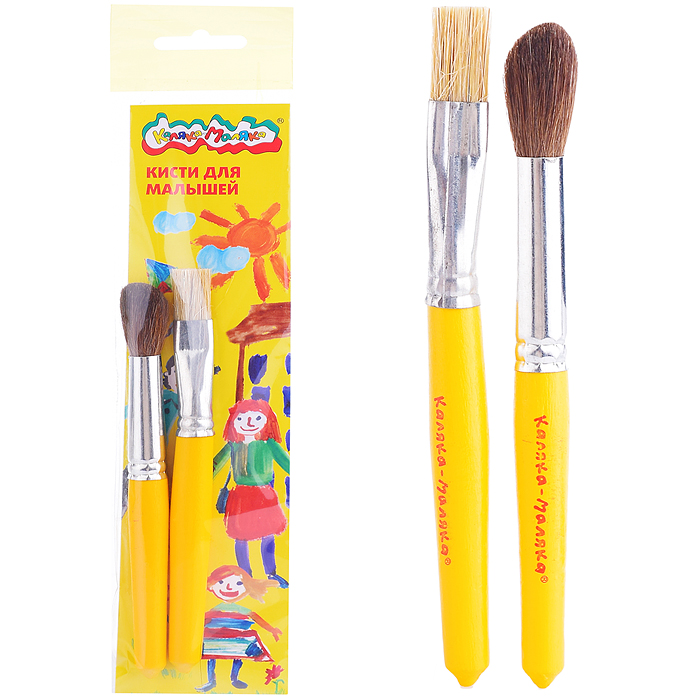 Набор кистей 2 шт. №9 круглая - пони, №14 плоская - щетина, 3+ Набор кистей 2 шт. №9 круглая - пони, №14 плоская - щетина, 3+