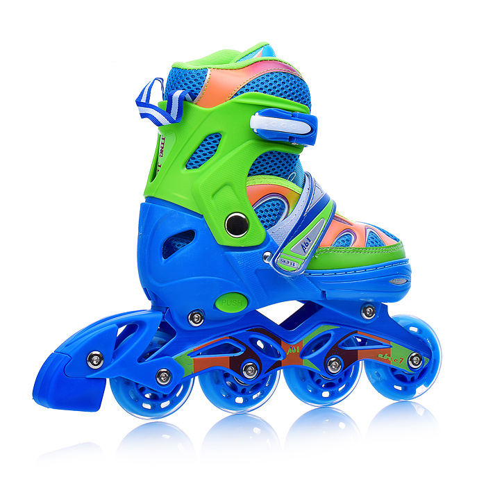 Фото к товару Ролики детские, S сине-зеленые с оранжевым Ролики детские, S сине-зеленые с оранжевым