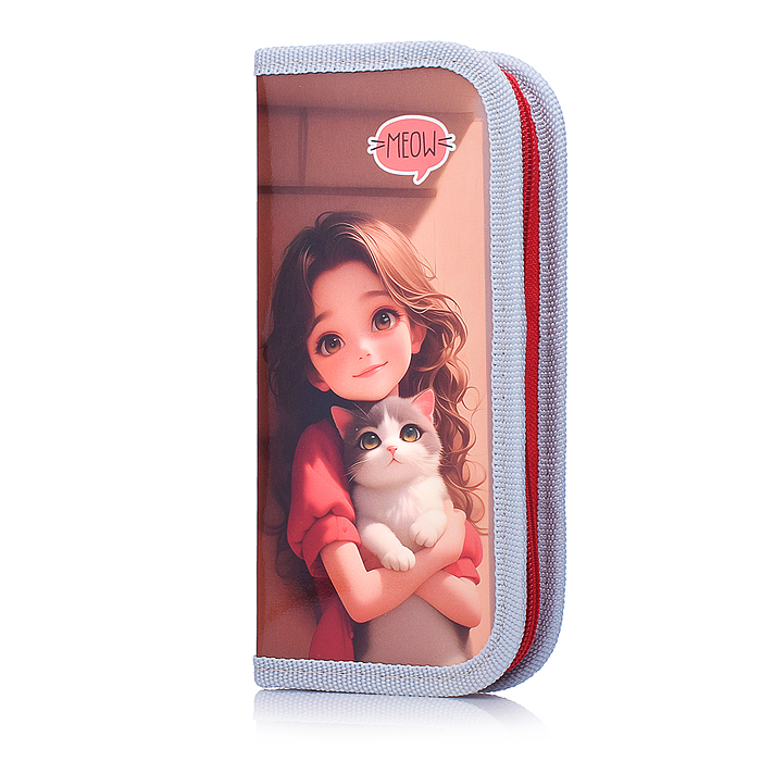 Пенал 1-секц, средний "Девочка с котёнком на руках" 190*90см.