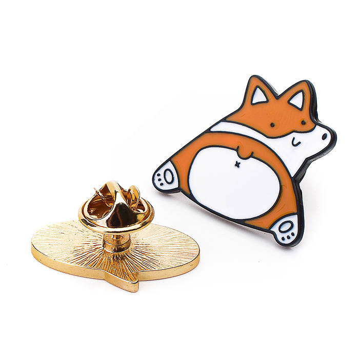 Набор значков "Oooo LA LA LA!" эмалированные, размер изделий: рыжий щенок 2,7x2,6 см, черны