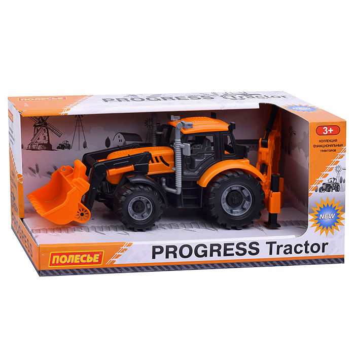 Фото к товару Экскаватор-погрузчик "Прогресс" инерционный (оранжевый) (в коробке) Экскаватор-погрузчик "Прогресс" инерционный (оранжевый) (в коробке)