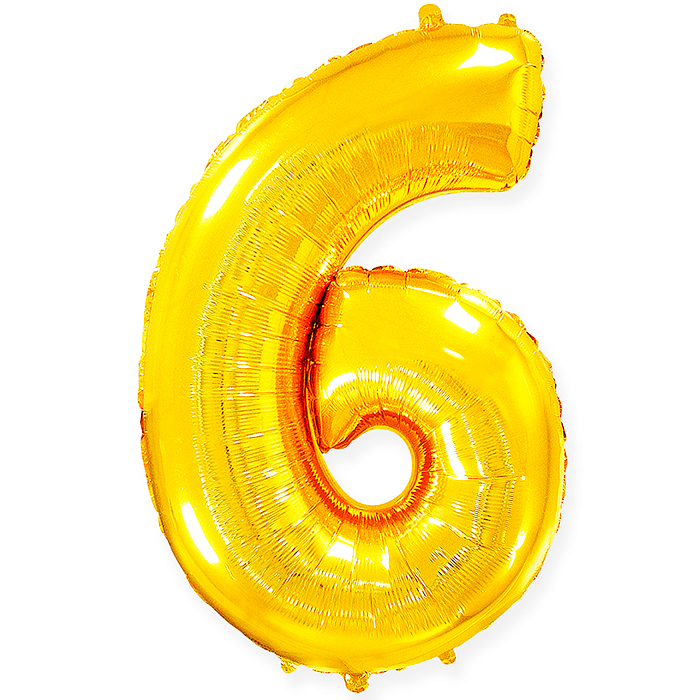 Шар (32''/81 см) Цифра, 6, Золото, 1 шт. в уп. Шар (32''/81 см) Цифра, 6, Золото, 1 шт. в уп.