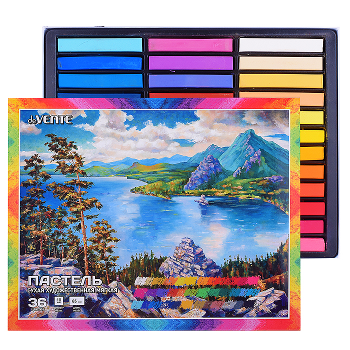 Пастель сухая художественная мягкая 36 цветов, квадратное сечение 65x10 мм Пастель сухая художественная мягкая 36 цветов, квадратное сечение 65x10 мм