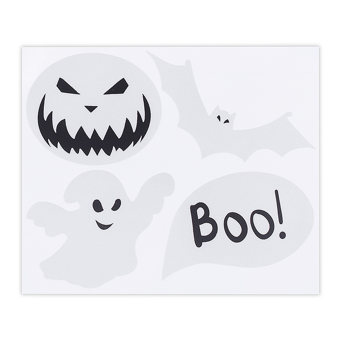 Наклейки световозвращающие "Boo!" размер листа 110x130 мм, 4 шт, серебристо-белые