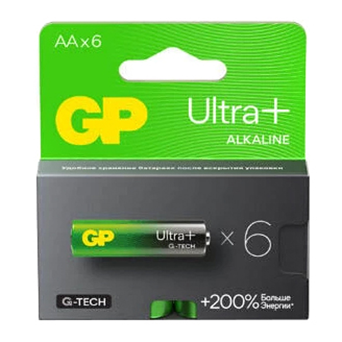 Батарейки алкалиновые GP Ultra Plus GP15AUPA21-2CRB6 G-TECH LR6 BL6 Батарейки алкалиновые GP Ultra Plus GP15AUPA21-2CRB6 G-TECH LR6 BL6