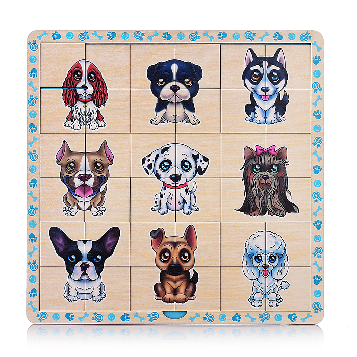 Фото к товару Двухслойный пазл - сортер DOG SHOW"Забавные пёсики" Двухслойный пазл - сортер DOG SHOW"Забавные пёсики"