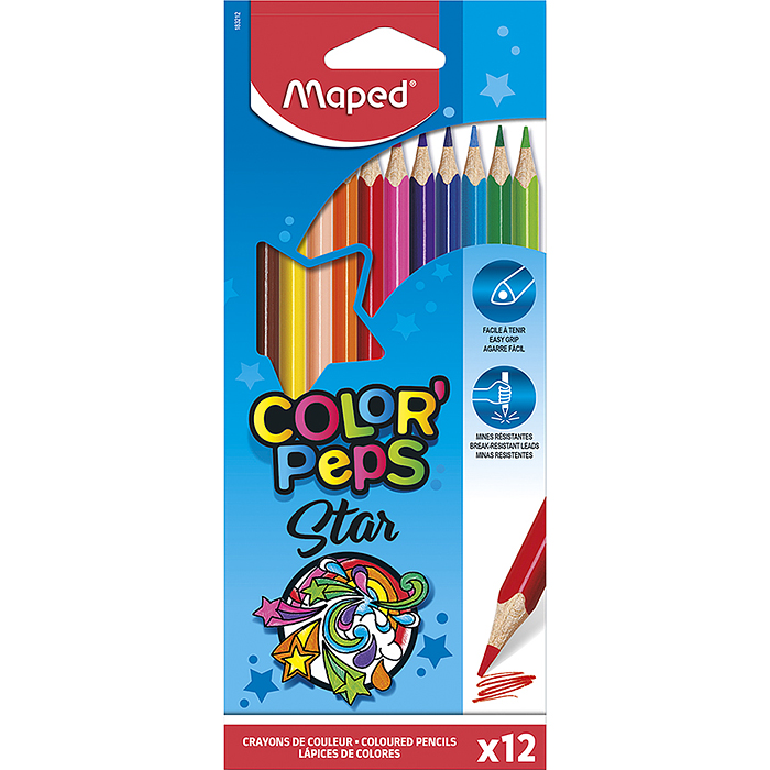 Карандаши цветные 12 цв. "Color Pep's" трехгранные, карт. упак., европодвес