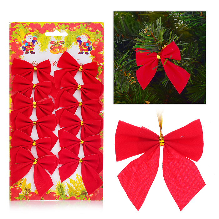 Новогоднее украшение S0914 "Бантики" красные (12шт.* 5см.) Новогоднее украшение S0914 "Бантики" красные (12шт.* 5см.)