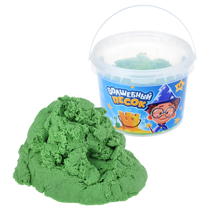 Кинетический песок "Волшебный песок" 700 гр., ведерко, зеленый 