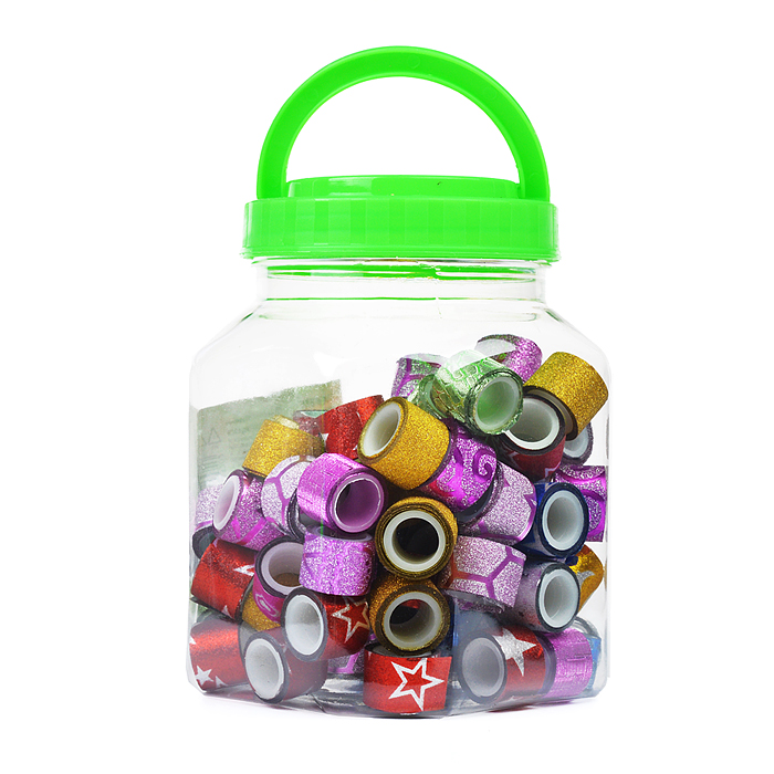 Клейкая лента декоративная блестящая, полиэтиленовая основа 40 мкм, 12 ммx1 м, пластиковая