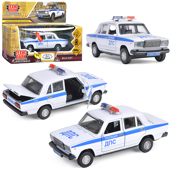 Машина металл ВАЗ-2107 Полиция 12 см, (свет-звук, белый) в коробке Машина металл ВАЗ-2107 Полиция 12 см, (свет-звук, белый) в коробке