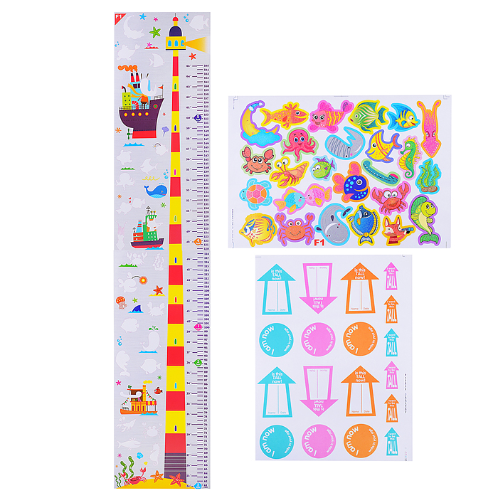 Ростомер. Наклейка на стену самоклеющаяся  + доп наклейки на лист 