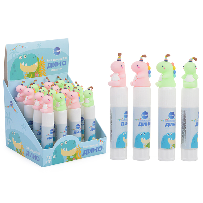 Клей-карандаш "Дино" 8 г, ПВП. Дисплей бокс Клей-карандаш "Дино" 8 г, ПВП. Дисплей бокс