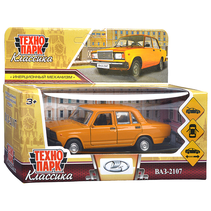 Фото к товару Машина металл ВАЗ-2107 12 см, (двери, багаж, желтый) инерц, в коробке Машина металл ВАЗ-2107 12 см, (двери, багаж, желтый) инерц, в коробке