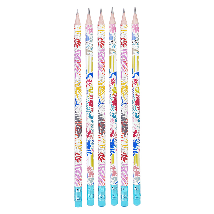 Фото к товару Набор карандашей чгр 6шт. с ластиком . "Tropicana- Ассорти "HB"" круглый корпус Набор карандашей чгр 6шт. с ластиком . "Tropicana- Ассорти "HB"" круглый корпус