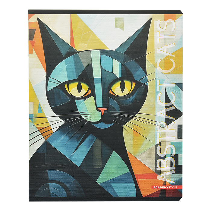 Тетрадь 48л., клетка, А5 "Графичные коты" скрепка Тетрадь 48л., клетка, А5 "Графичные коты" скрепка