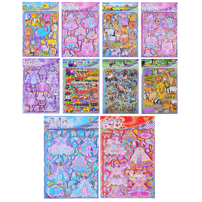 Наклейки Микс 10 дизайнов самоклеющиеся объёмные 19 * 29 см. Наклейки Микс 10 дизайнов самоклеющиеся объёмные 19 * 29 см.