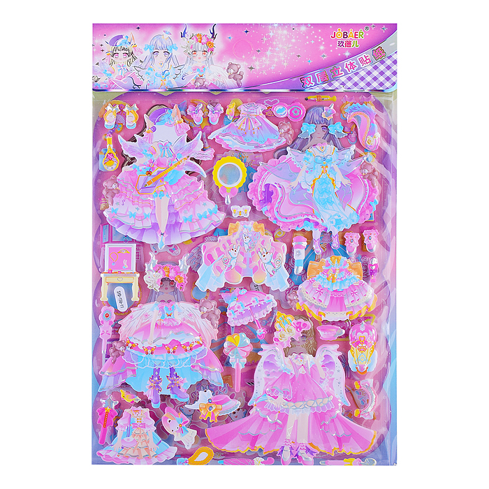 Наклейки Микс 10 дизайнов  самоклеющиеся объёмные   19 * 29 см.