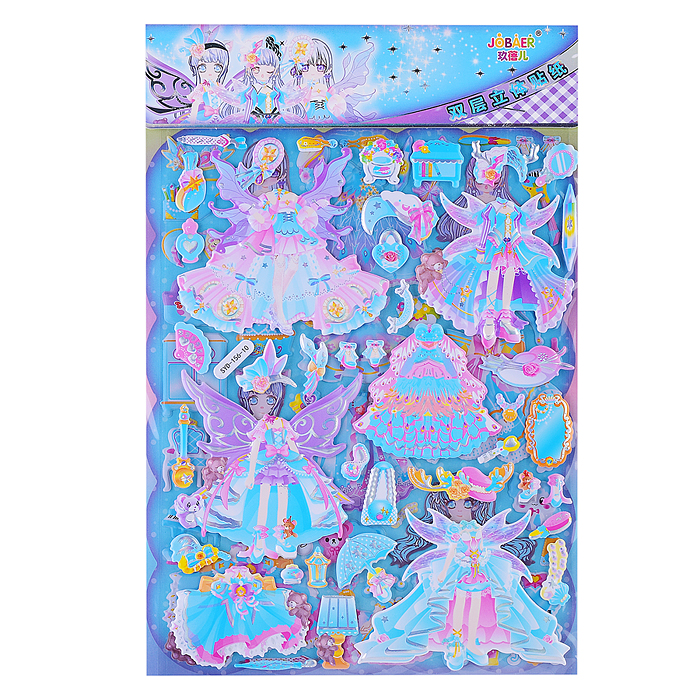 Наклейки Микс 10 дизайнов  самоклеющиеся объёмные   19 * 29 см.