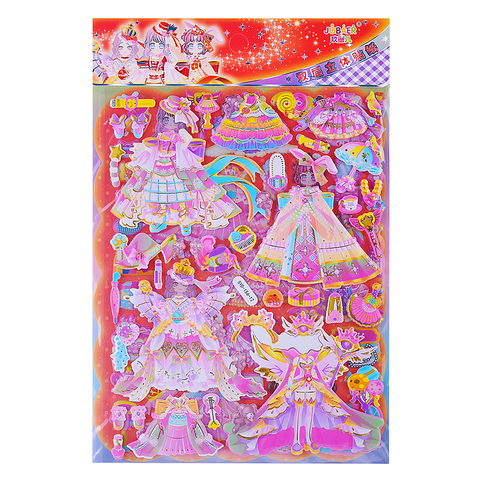 Наклейки Микс 10 дизайнов  самоклеющиеся объёмные   19 * 29 см.