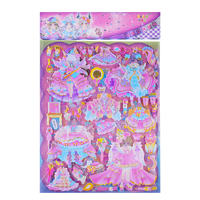 Наклейки Микс 10 дизайнов  самоклеющиеся объёмные   19 * 29 см.