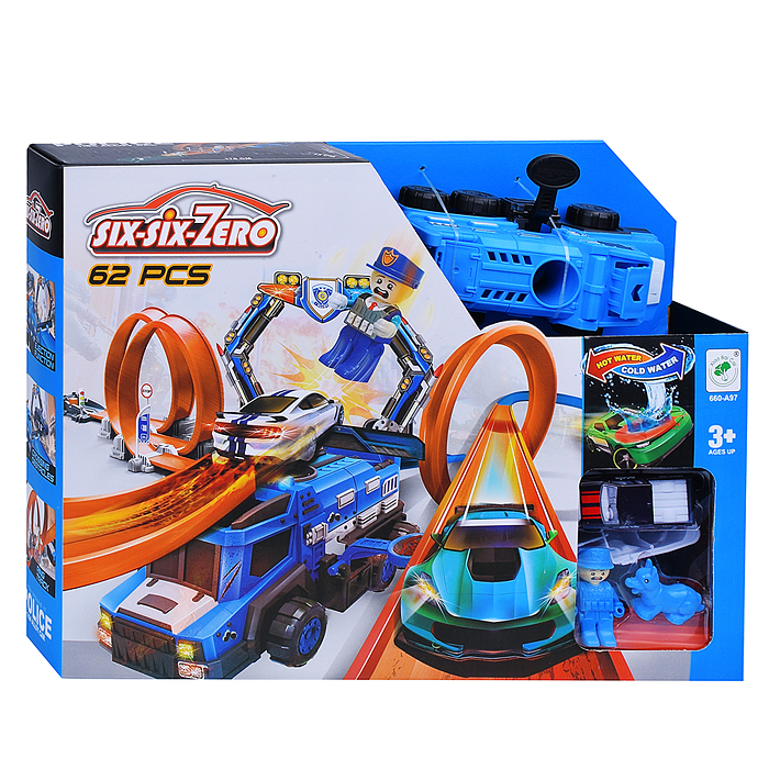 Фото к товару Трек-Катапульта 660-A97 "Полицейские гонки" в коробке Трек-Катапульта 660-A97 "Полицейские гонки" в коробке