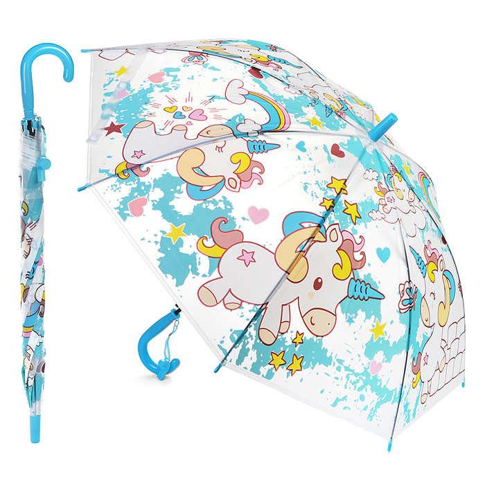 Зонт детский 00-3914 "Страна единорогов" (50см.) голубой