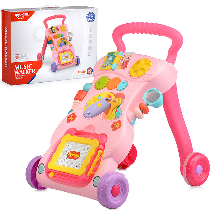 Игровой центр-Каталка HE0823 "Веселые шаги" розовый, в коробке