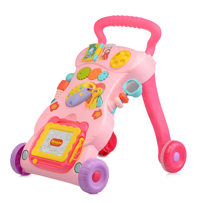 Игровой центр-Каталка HE0823 "Веселые шаги" розовый, в коробке