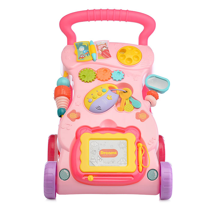 Игровой центр-Каталка HE0823 "Веселые шаги" розовый, в коробке